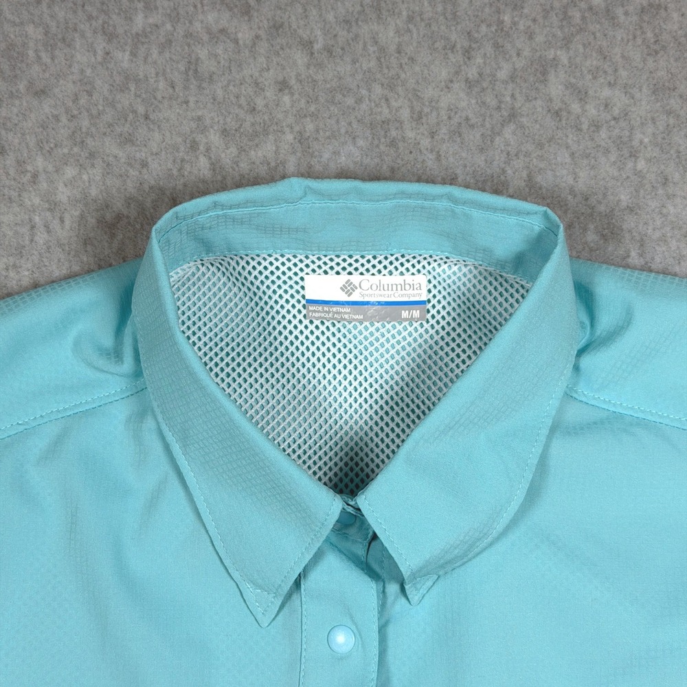 Columbia PFG Womens Medium Blue Long Sleeve Snap Front Fishing Shirt Ventilated - Picture 9 of 12